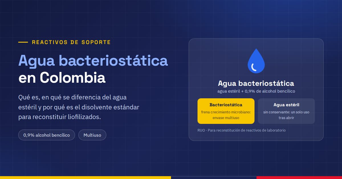 Agua bacteriostática: agua estéril con 0,9% de alcohol bencílico