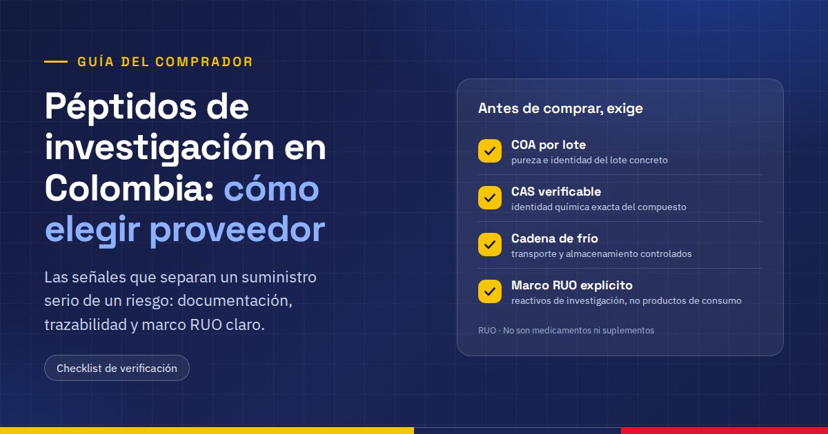 Checklist para elegir proveedor de péptidos de investigación en Colombia