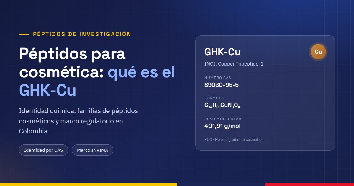 Ficha del GHK-Cu con su nombre INCI Copper Tripeptide-1 y su número CAS