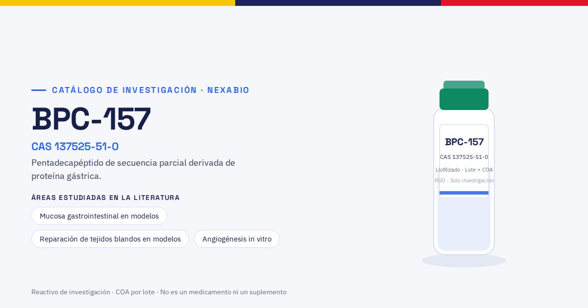 BPC-157: péptido de investigación con número CAS 137525-51-0, presentación liofilizada con COA por lote