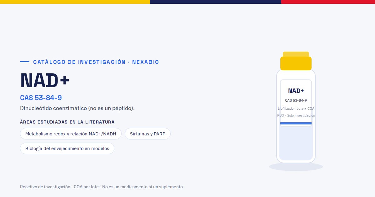 NAD+: reactivo de investigación con número CAS 53-84-9, presentación liofilizada con COA por lote